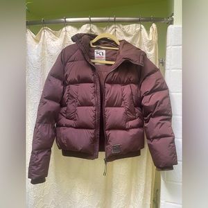 Kari Traa down Jacket with hood. Sm. Eggplant color super comfy/cozy.
